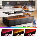 47.2" Rectangular LED Coffee Table with 2 Hidden Drawers and Touch Control