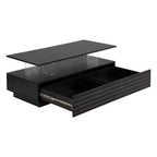 47.2" Rectangular LED Coffee Table with 2 Hidden Drawers and Touch Control