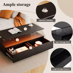 47.2" Rectangular LED Coffee Table with 2 Hidden Drawers and Touch Control