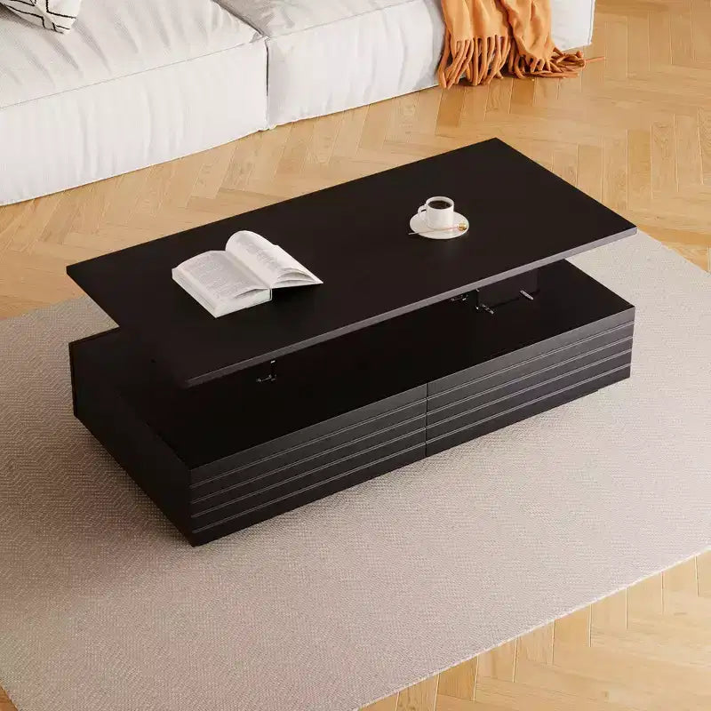 47.2" Rectangular LED Coffee Table with 2 Hidden Drawers and Touch Control