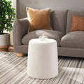Round Upholstered Ottoman – Ivory