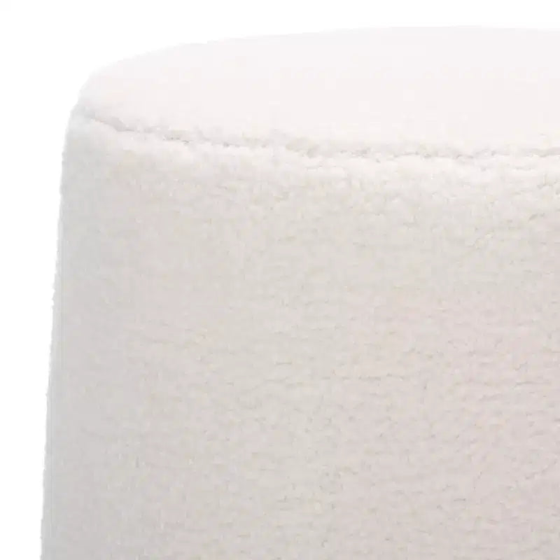 Round Upholstered Ottoman – Ivory
