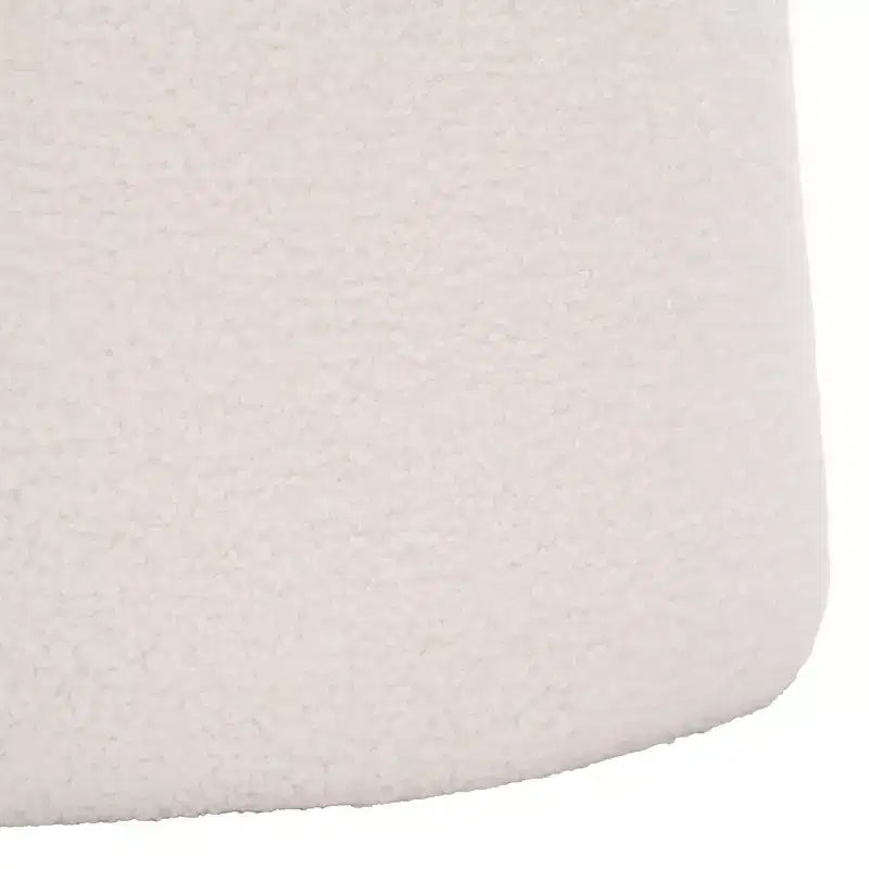 Round Upholstered Ottoman – Ivory