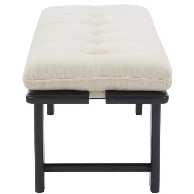 Wood & Cushion Bench - Beige/Black