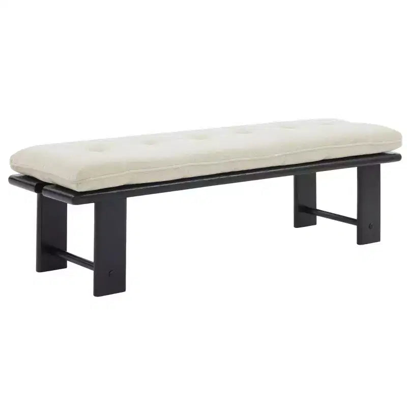 Wood & Cushion Bench - Beige/Black