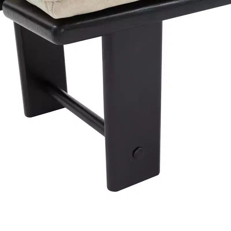 Wood & Cushion Bench - Beige/Black