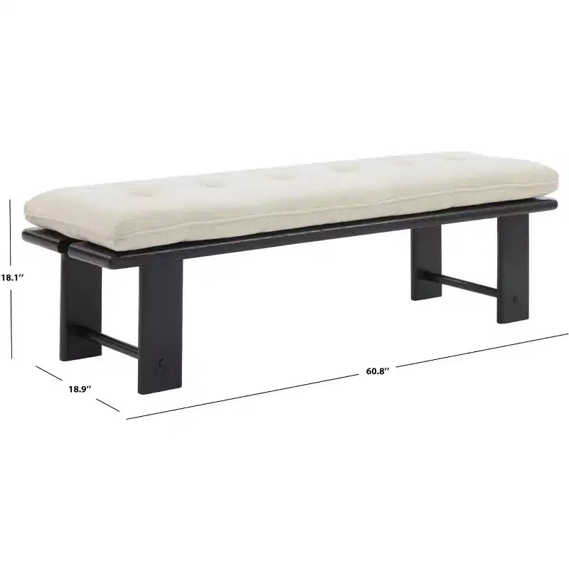 Wood & Cushion Bench - Beige/Black