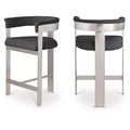Meridian Furniture,Romeo Black Boucle Fabric Counter Stool, Set of 2