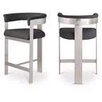 Meridian Furniture,Romeo Black Boucle Fabric Counter Stool, Set of 2