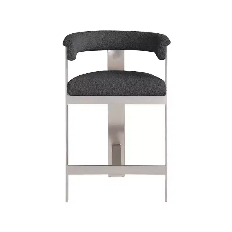 Black Boucle Fabric Counter Stool, Set of 2