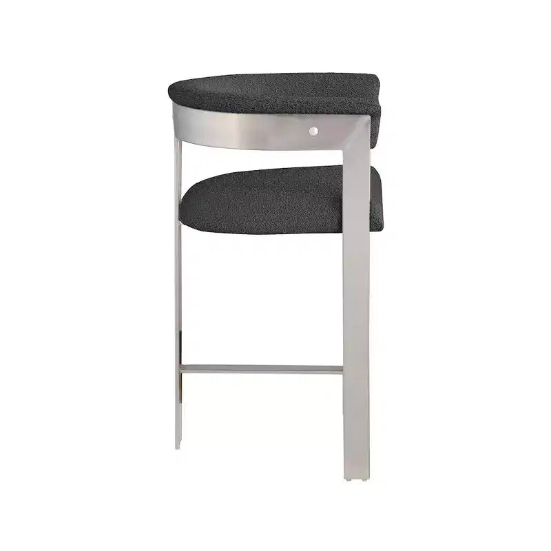 Black Boucle Fabric Counter Stool, Set of 2