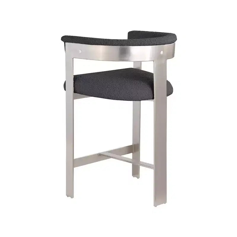 Black Boucle Fabric Counter Stool, Set of 2