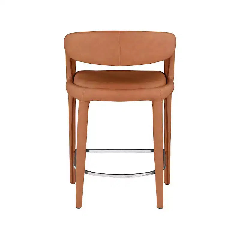 Cognac Vegan Leather Counter Stool