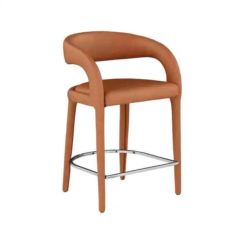Cognac Vegan Leather Counter Stool