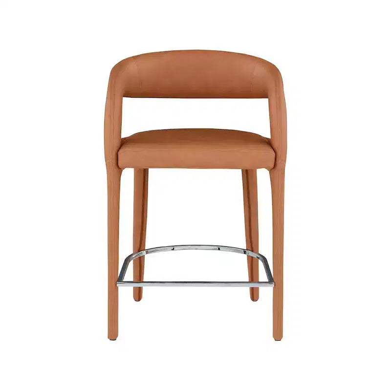 Cognac Vegan Leather Counter Stool