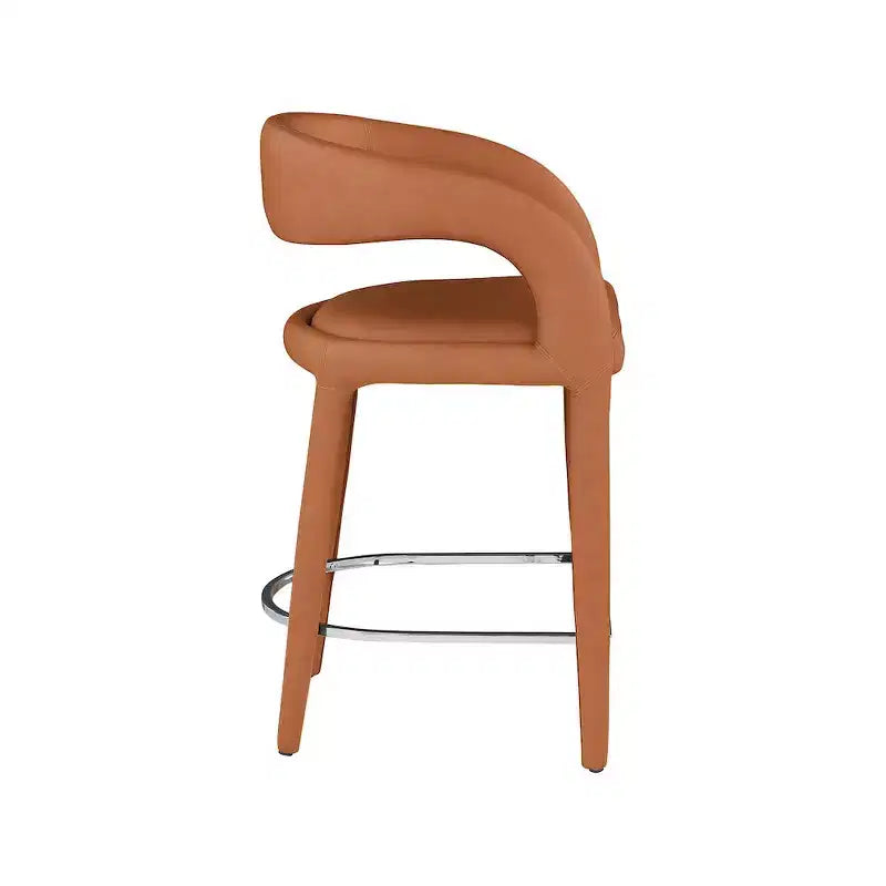 Cognac Vegan Leather Counter Stool