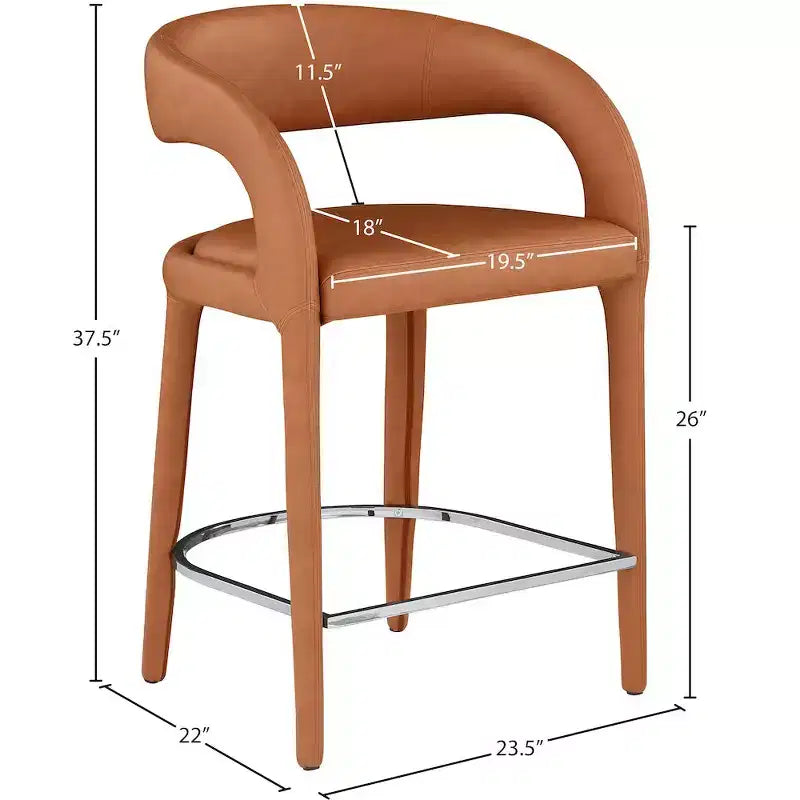 Cognac Vegan Leather Counter Stool