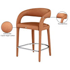 Cognac Vegan Leather Counter Stool