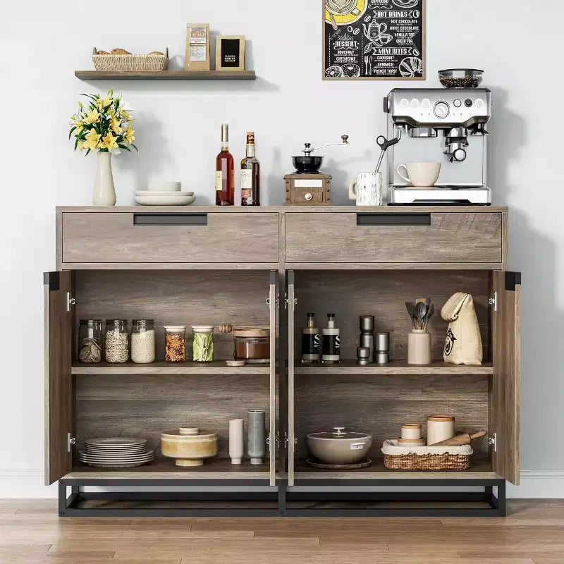 55 inch Sideboard Buffet Cabinet with 2 Drawers and 4 Doors