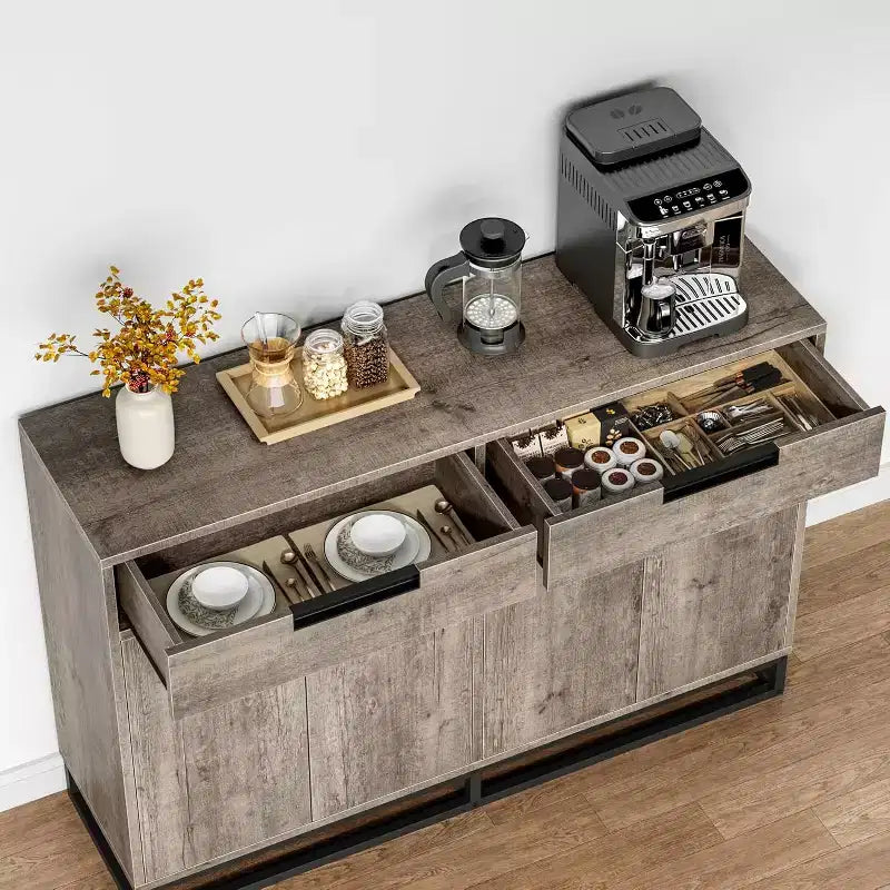 55 inch Sideboard Buffet Cabinet with 2 Drawers and 4 Doors
