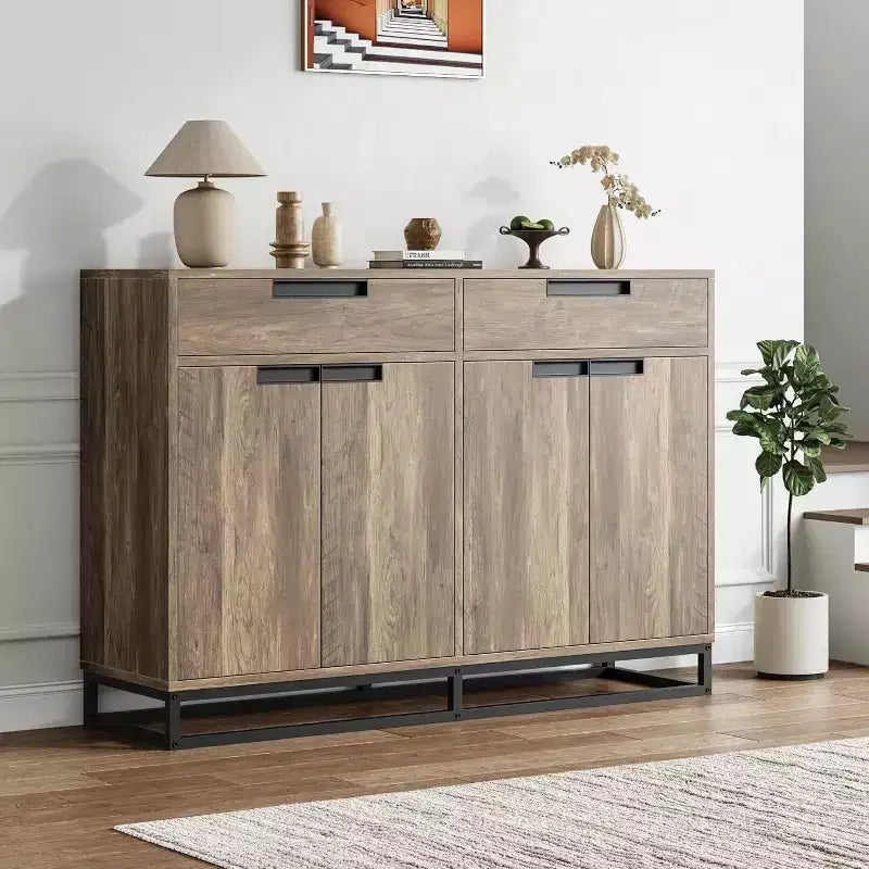 55 inch Sideboard Buffet Cabinet with 2 Drawers and 4 Doors