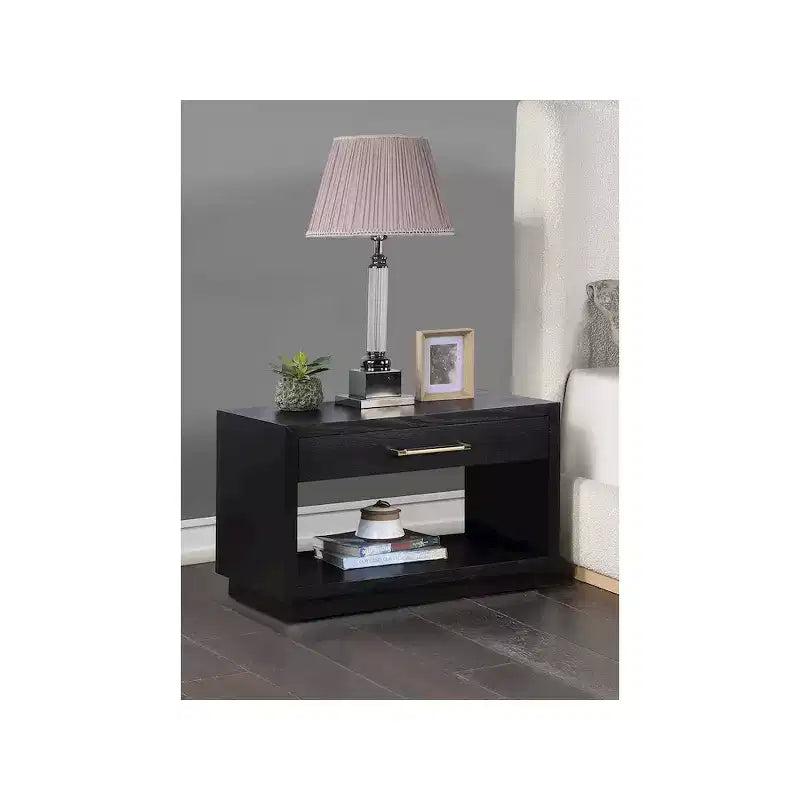 Wood Veneer Nightstand with Drawer