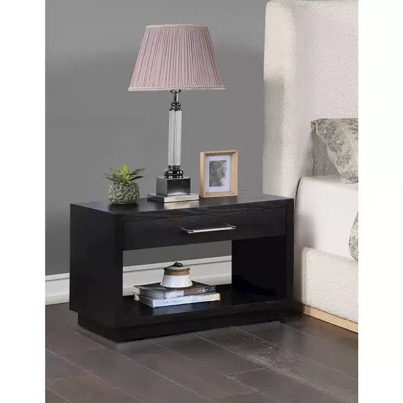 Wood Veneer Nightstand with Drawer