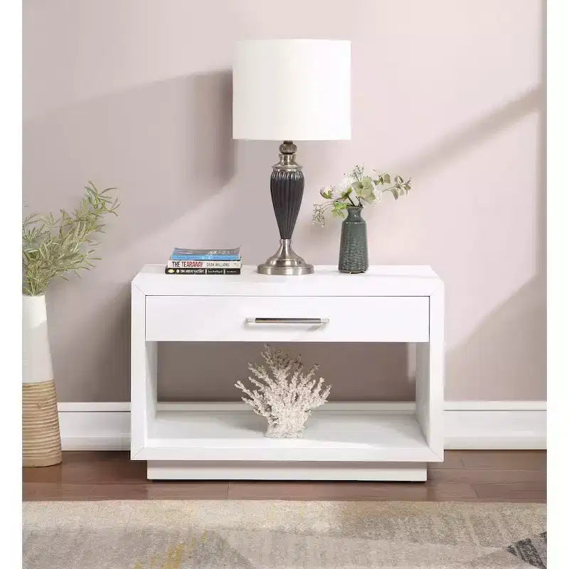 Wood Veneer Nightstand with Drawer