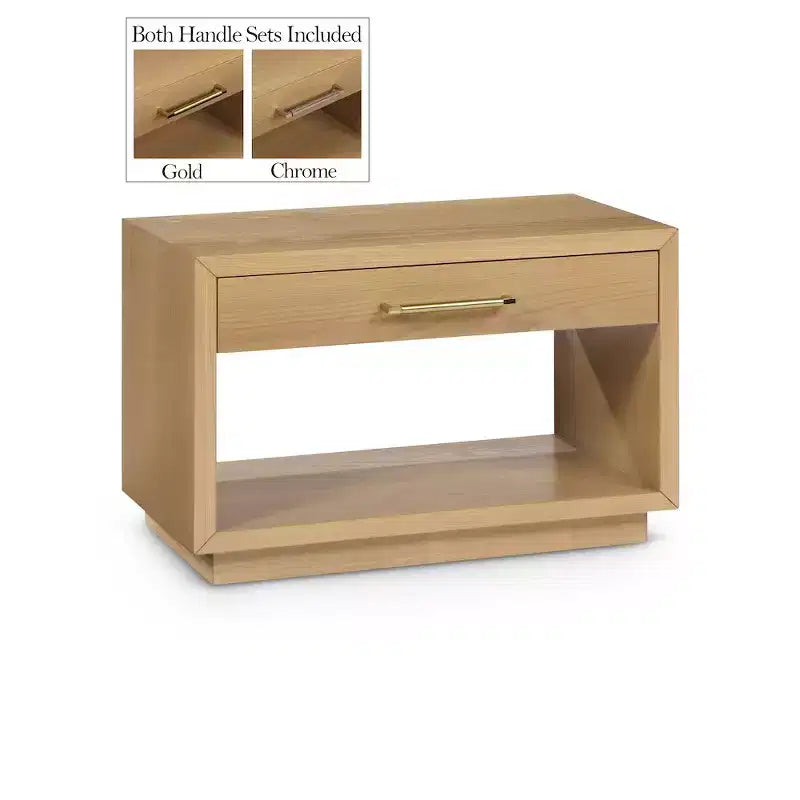 Wood Veneer Nightstand with Drawer