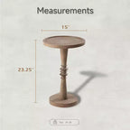 Round Pedestal Tray Top End Table – Farmhouse Style, Brown Wood