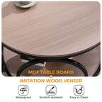 31.5" 2-Tier Industrial Round Coffee Table with Metal Frame and Open Shelf