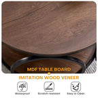 31.5" 2-Tier Industrial Round Coffee Table with Metal Frame and Open Shelf