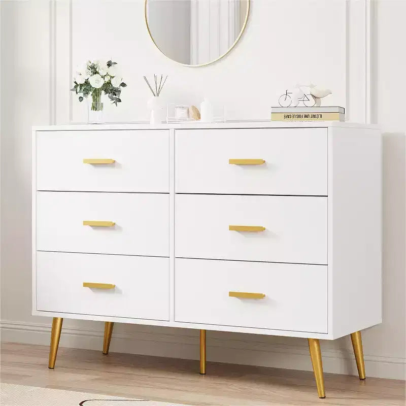 6-Drawer Dresser with Gold Handles