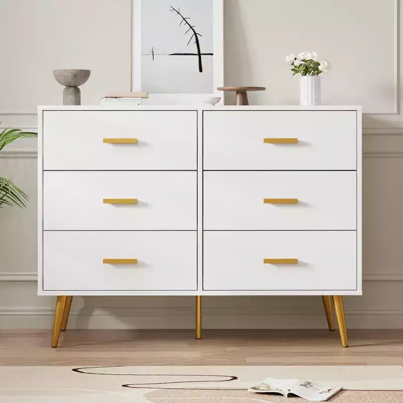 6-Drawer Dresser with Gold Handles