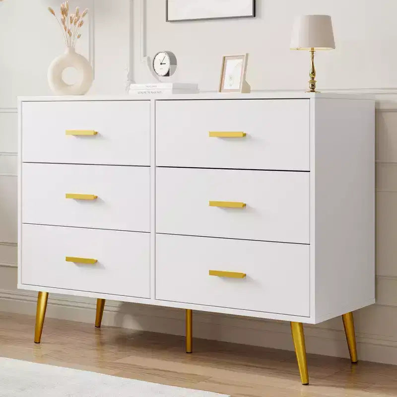 6-Drawer Dresser with Gold Handles