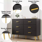 6-Drawer Dresser with Gold Handles