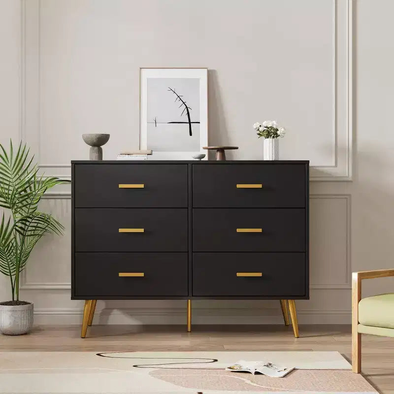 6-Drawer Dresser with Gold Handles