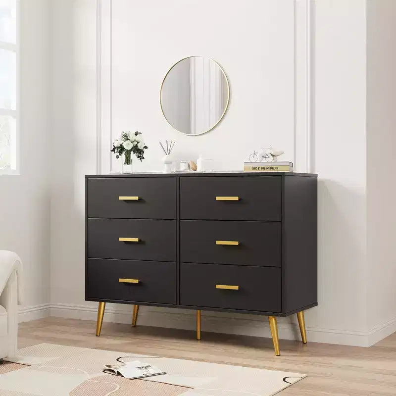 6-Drawer Dresser with Gold Handles