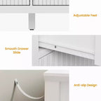 Fluted 9-Drawer Dresser, 59" Wide Chest of Drawers with Metal Handles, Storage Organizer for Bedroom, Living Room and Entryway, White