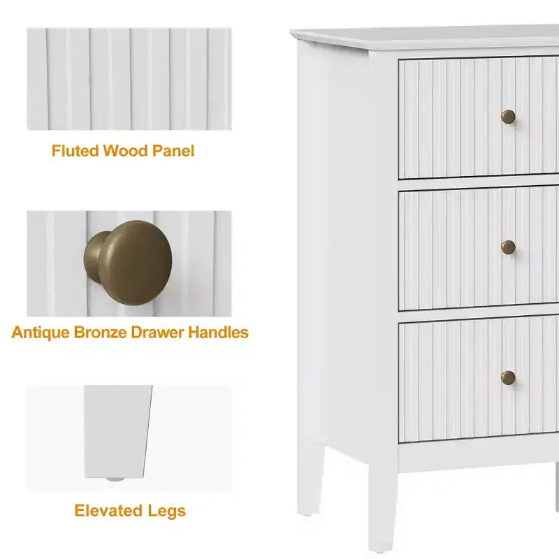 Fluted 9-Drawer Dresser, 59" Wide Chest of Drawers with Metal Handles, Storage Organizer for Bedroom, Living Room and Entryway, White
