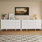 Fluted 9-Drawer Dresser, 59" Wide Chest of Drawers with Metal Handles, Storage Organizer for Bedroom, Living Room and Entryway, White