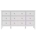 Fluted 9-Drawer Dresser, 59" Wide Chest of Drawers with Metal Handles, Storage Organizer for Bedroom, Living Room and Entryway, White