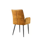 Set of 2 Velvet Upholstered Dining Chairs with Iron Frame – Armless & Arm Chair Options, Yellow/Gray