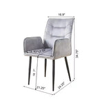 Set of 2 Velvet Upholstered Dining Chairs with Iron Frame – Armless & Arm Chair Options, Yellow/Gray