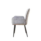 Set of 2 Velvet Upholstered Dining Chairs with Iron Frame – Armless & Arm Chair Options, Yellow/Gray