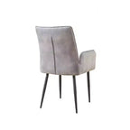 Set of 2 Velvet Upholstered Dining Chairs with Iron Frame – Armless & Arm Chair Options, Yellow/Gray
