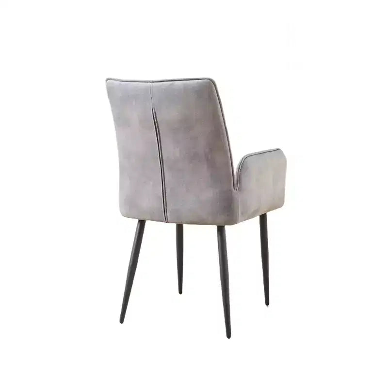 Set of 2 Velvet Upholstered Dining Chairs with Iron Frame – Armless & Arm Chair Options, Yellow/Gray