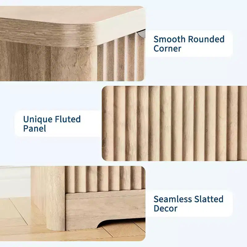 Fluted 6-Drawer Dresser with Wavy Design and Wood Top