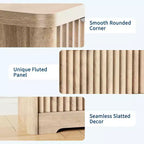 Fluted 6-Drawer Dresser with Wavy Design and Wood Top