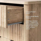 Fluted 6-Drawer Dresser with Wavy Design and Wood Top